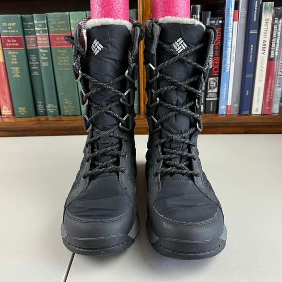 Columbia Black Faux Fur Waterproof Omni Heat Meadows Alpine Hill 10 Winter Boot - Picture 3 of 6